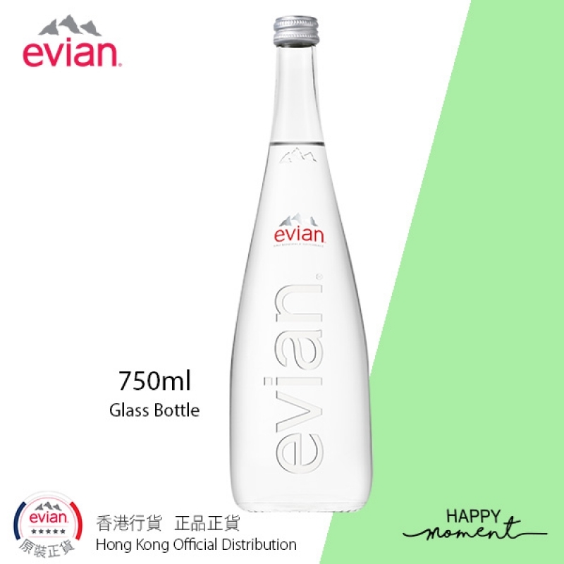 法國 Evian《玻璃樽裝》天然礦泉水 Evian Natural Mineral Water《in Glass Bottle》
