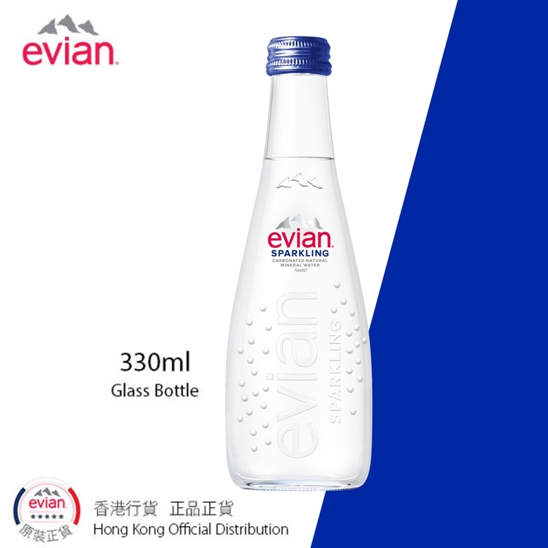 《玻璃樽裝》法國Evian 有氣天然礦泉水 《Glass》Evian Sparkling Natural Mineral Water