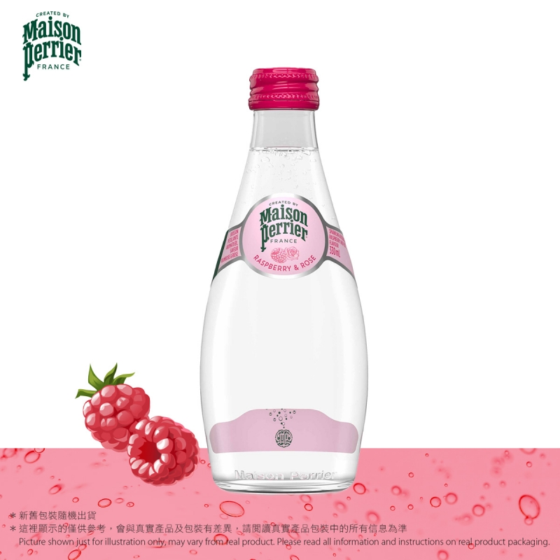 玻璃樽裝 紅桑子玫瑰風味有氣礦泉水